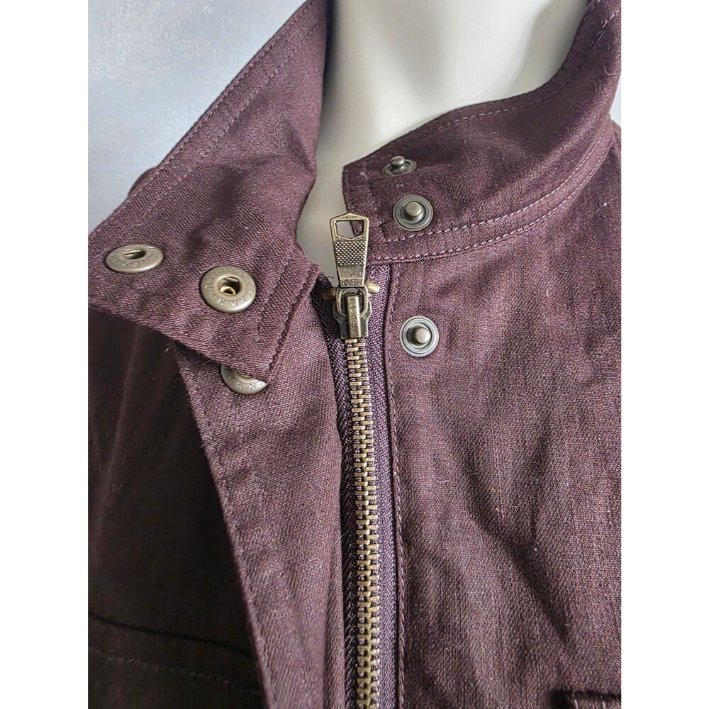 Banana Republic Linen Aviator Tie Waist Jacket Top Bark Brown Sz S High Neck - Picture 8 of 11
